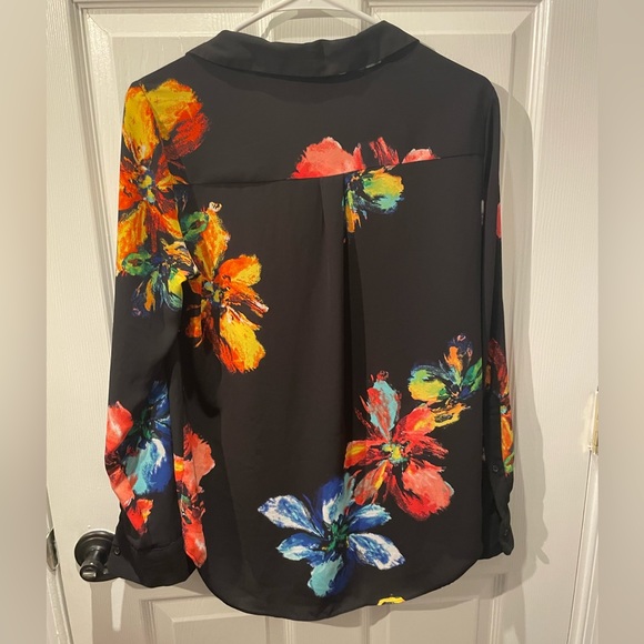 Mission Black Vivid Floral Print Button Down Size Medium - Picture 3 of 11